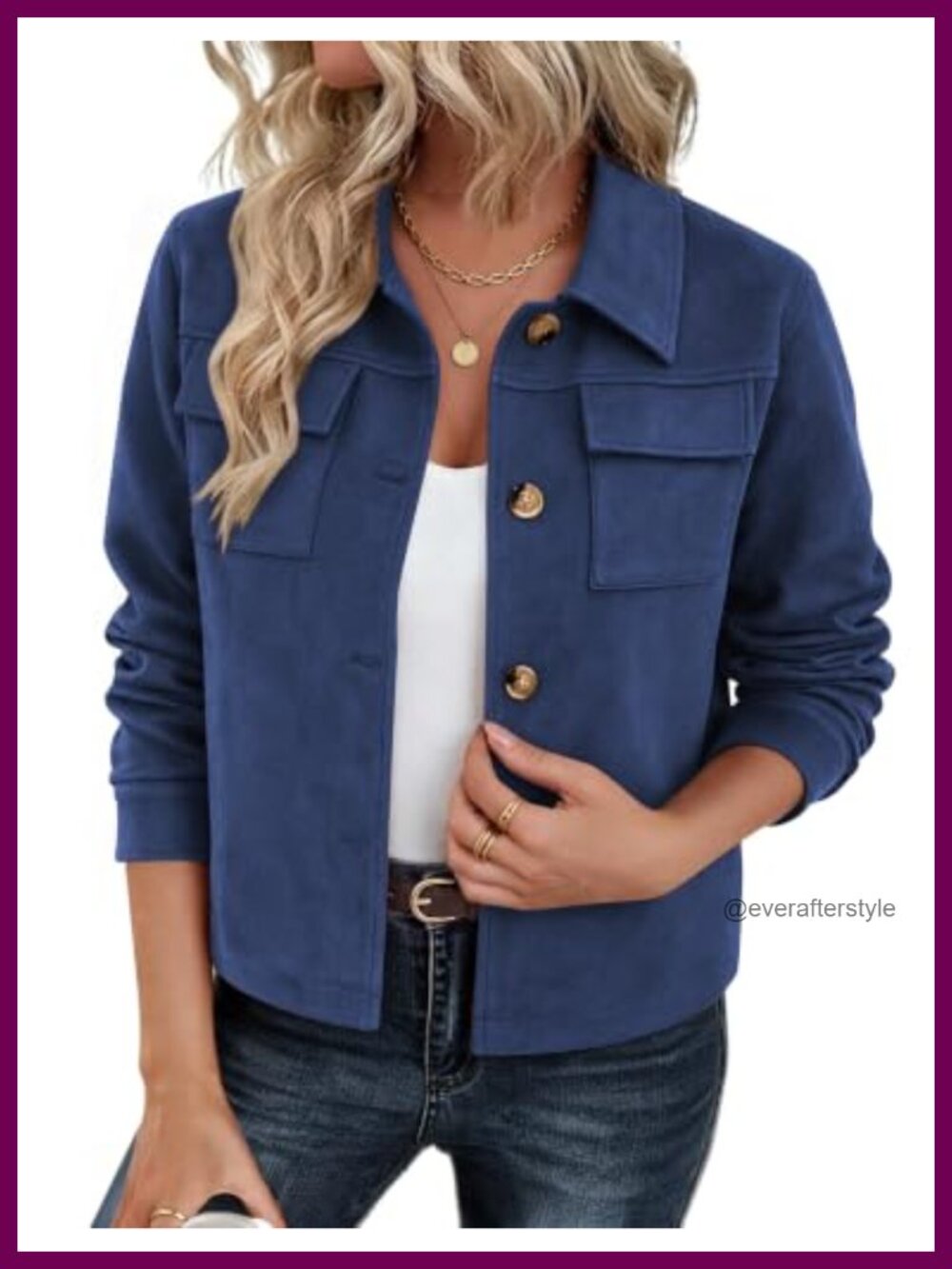 Faux Suede Cropped Jacket Button Down Shacket Casual Fall Coat